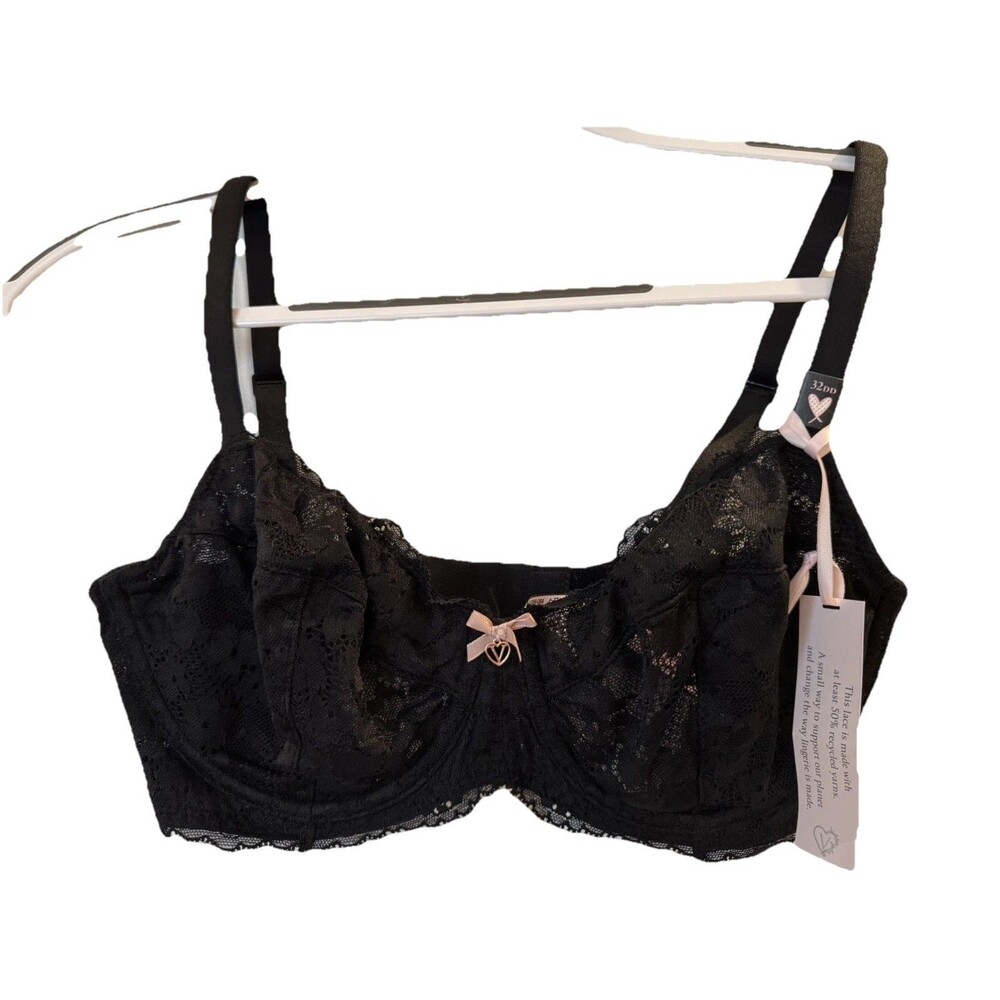 Victoria's Secret Body Lace Unlined Demi Bra Size 32DD Black NWT Sexy Feminine